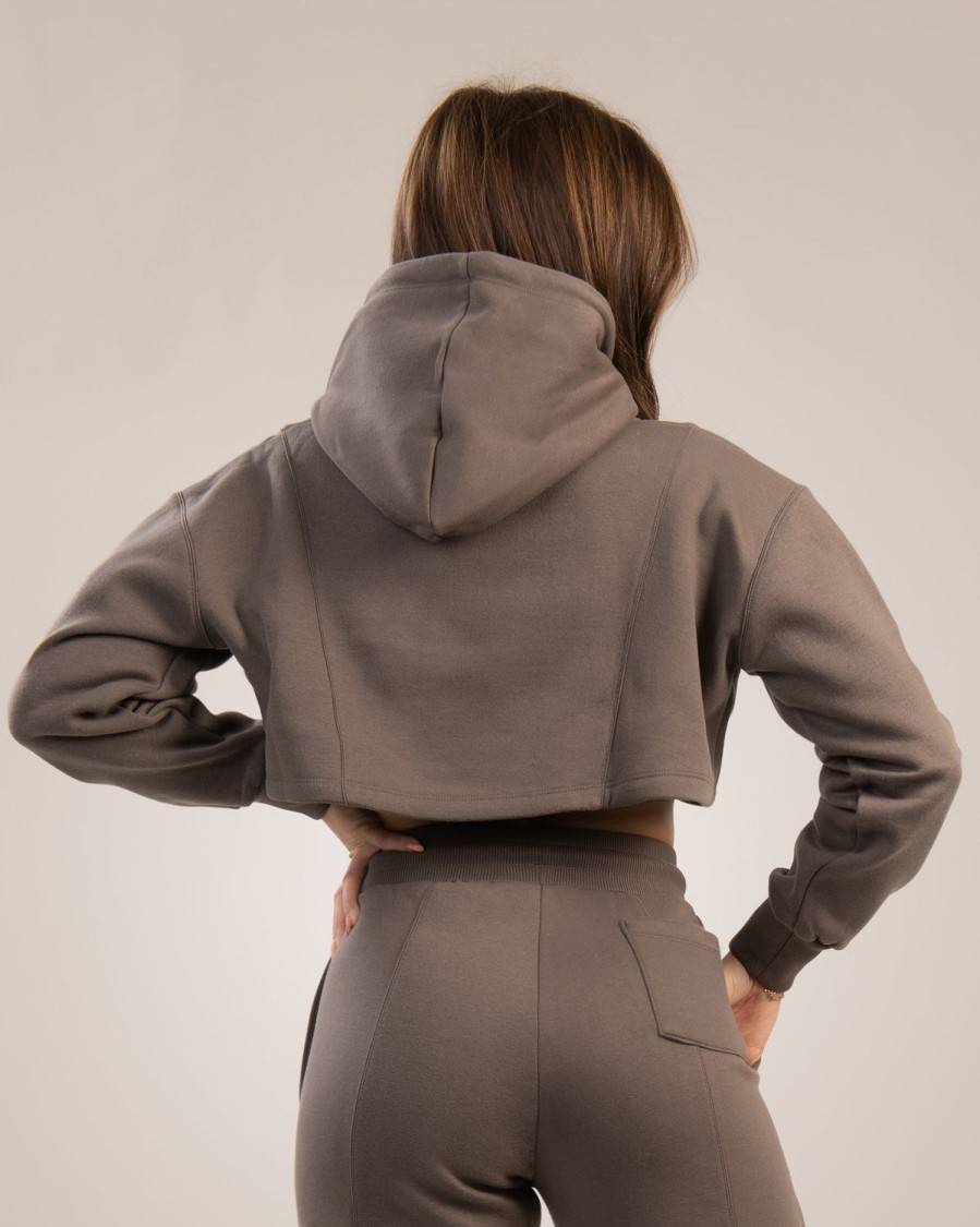 Gavelo Gavelo Chill Lounge Cropped Hoodie Taupe Trojor